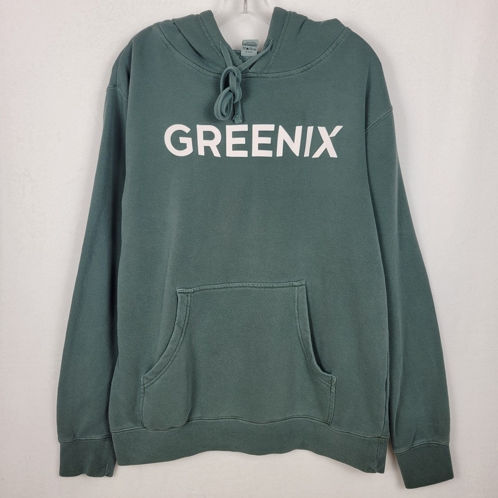 Greenix Promo‎ Hoodie Men's Size M Dark Green Pullover Sweatshirt Gorpcore Merch